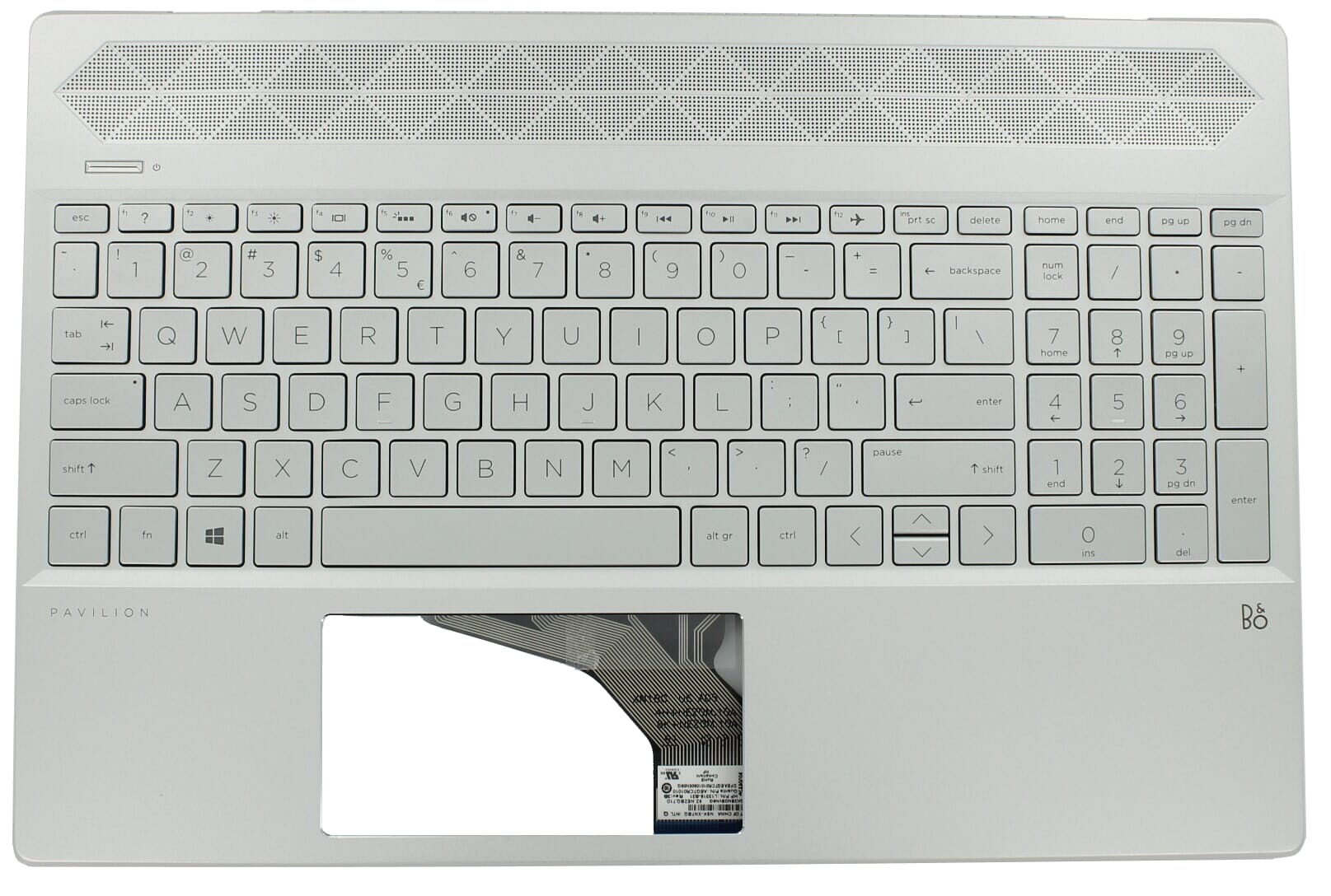 HP Laptop Tastatur Qwerty US + obere Abdeckung, BL- Silber