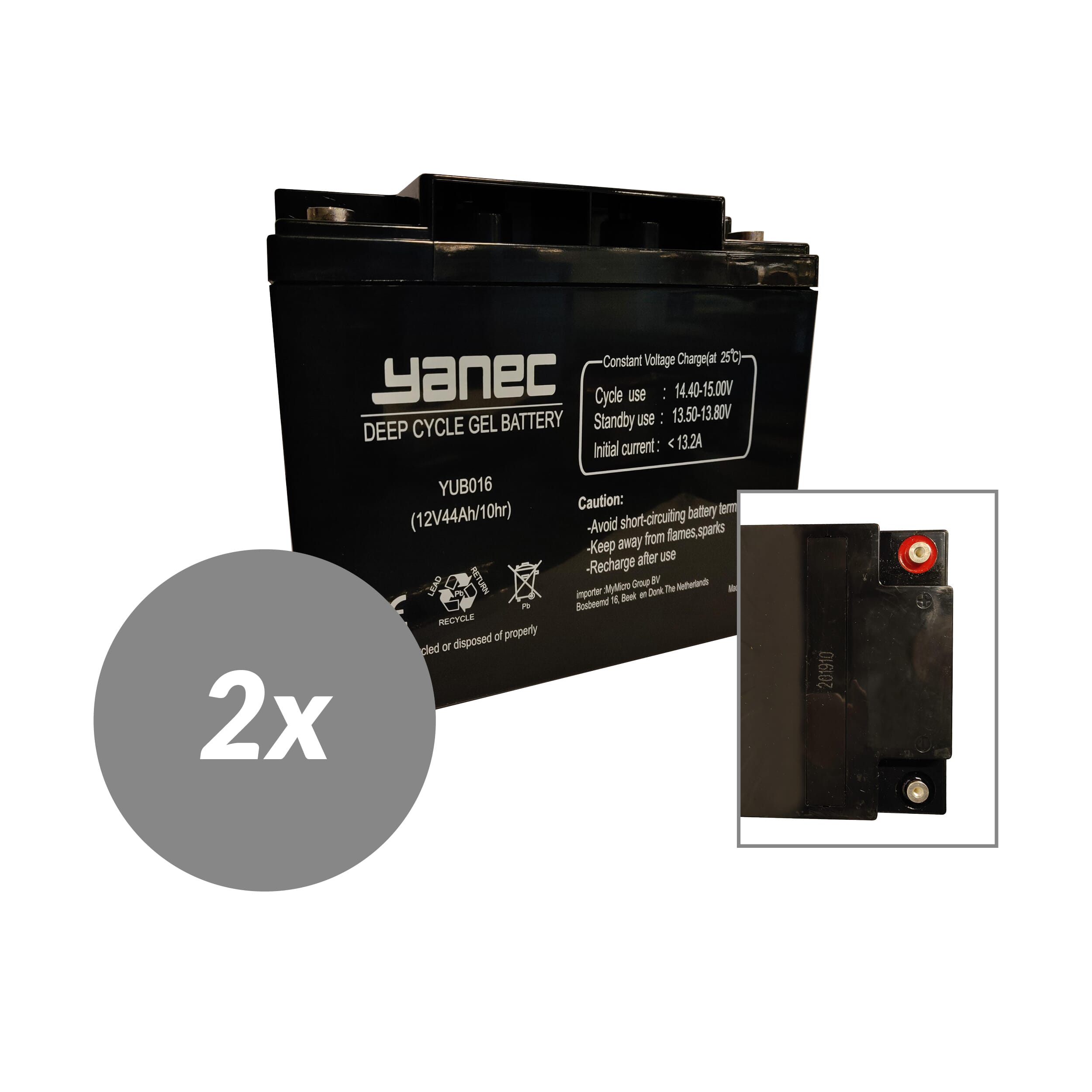 Yanec Gel Batterie 12V 44Ah Ersatzset (exkl. Kabel)