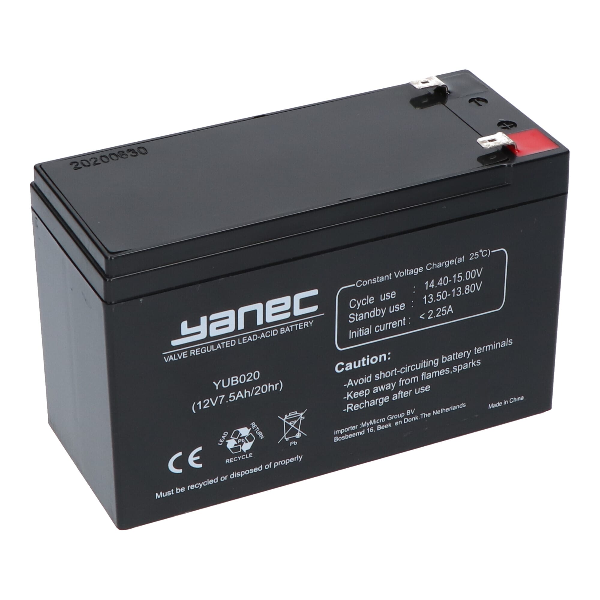 Yanec Bleiakku 12V 7.5Ah (6.3mm)