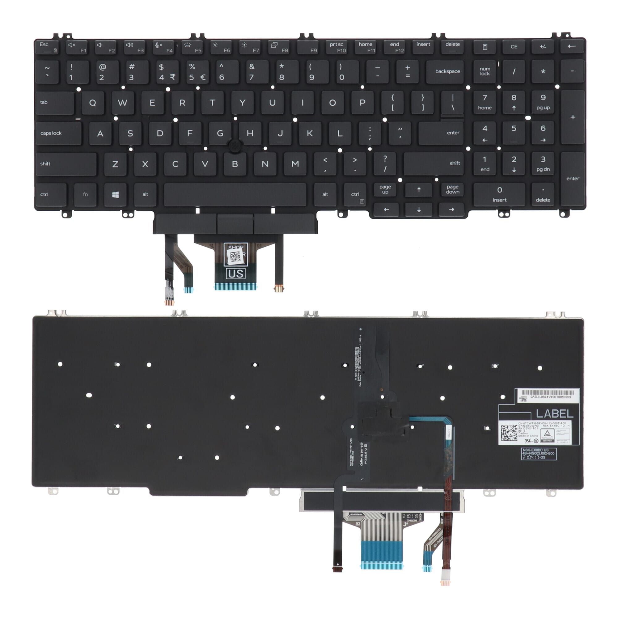 Dell Laptop-Tastatur Qwerty US + Hintergrundbeleuchtung