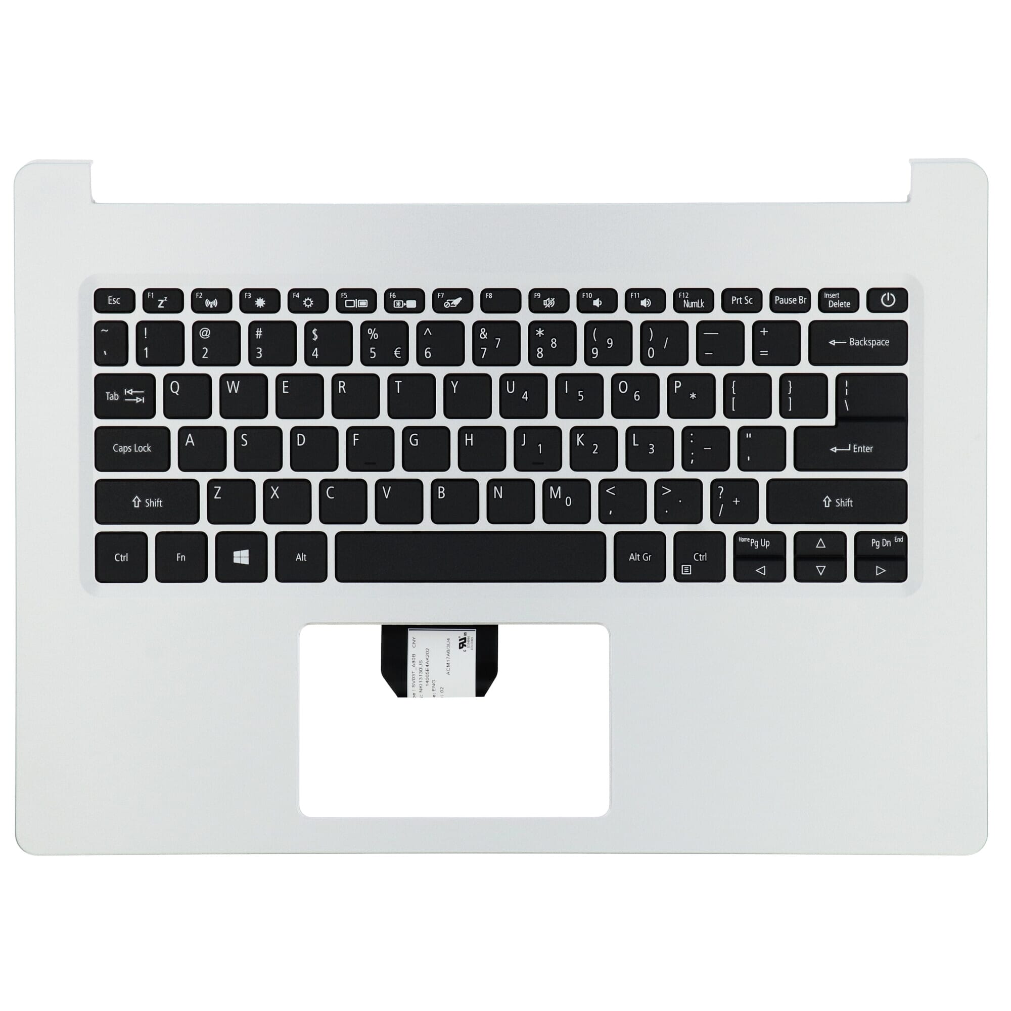 Acer Laptop Tastatur Qwerty US + Top Cover - Silber