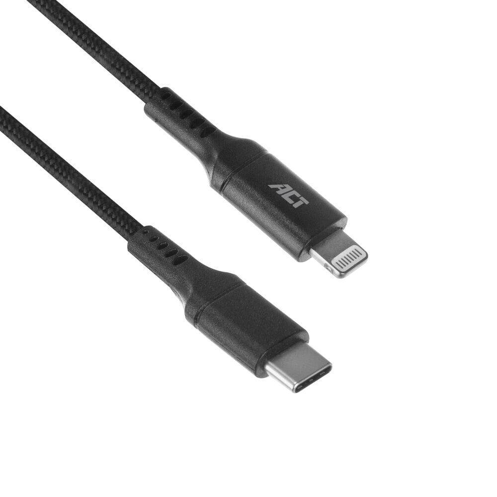 ACT USB A auf Lightning Lade- und Datenkabel 1m Nylon - Schwarz