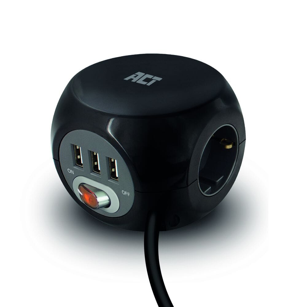 ACT Vierkantsteckdose (PDU) mit 3 Steckdosen Typ F 1,5m