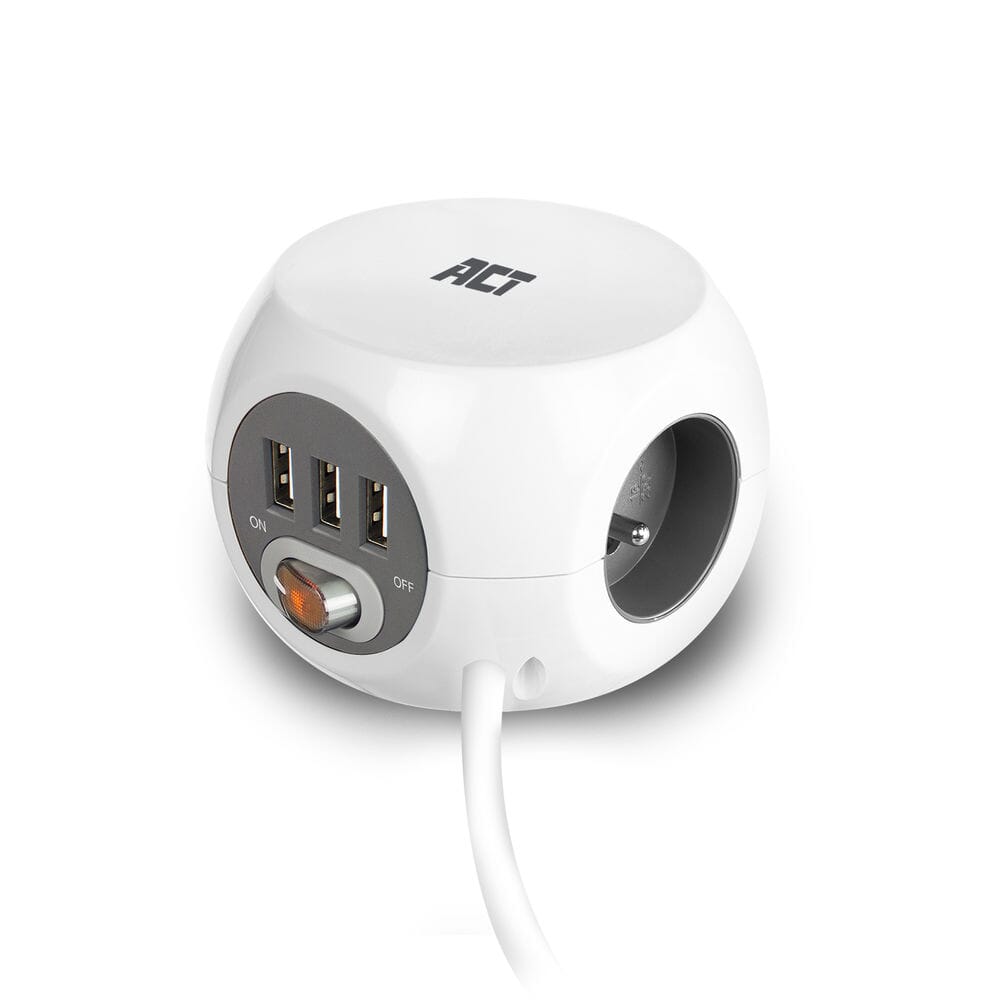ACT Vierkante stekkerdoos (PDU) met 3 sockets type E 1,5m